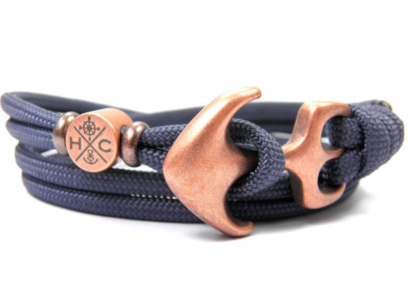 Edelstahl Anker Armband-Wickelarmband-Verstellbar-Surfer Armband-Aus Us Paracord Iii-Unisex-Navy Blau von HanseCharms