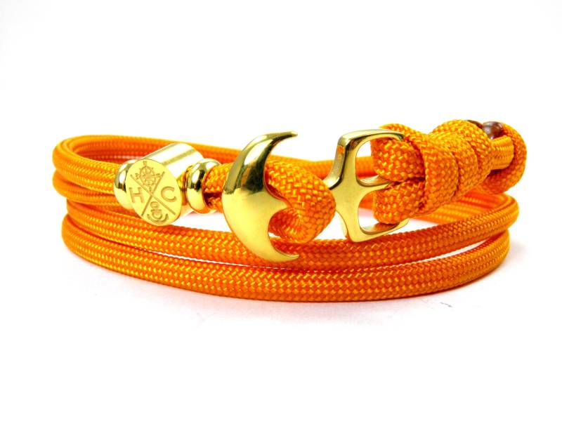 Edelstahl Anker Armband-Wickelarmband-Verstellbar-Surfer Armband-Aus Us Paracord Iii-Unisex-Royal Orange von HanseCharms