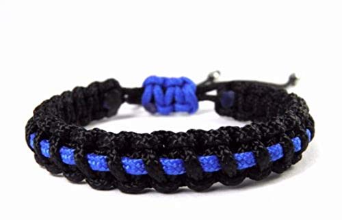 HanseCharms Paracord Typ I Armband-Thin Blue Line-Polizei-Männer, Frauen, Kinder Armband-Verstellbar, 1 cm breit (L = 19-24 cm) von HanseCharms