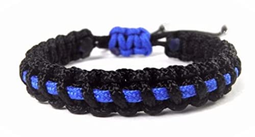 HanseCharms Paracord Typ I Armband-Thin Blue Line-Polizei-Männer, Frauen, Kinder Armband-Verstellbar, 1 cm breit (M = 16-20 cm) von HanseCharms