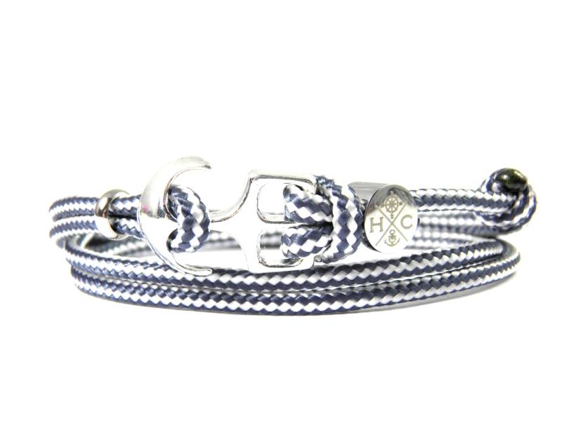 Maritimes Surfer Anker Armband-Aus Us Paracord Typ Ii-Verstellbar-Unisex-Wickelarmband-Navy & White Stripes Ii von HanseCharms