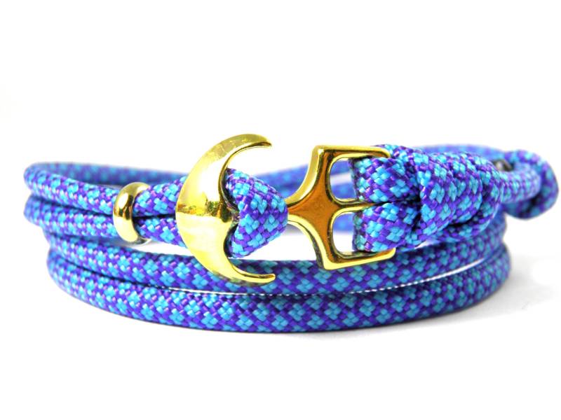 Maritimes Surfer Anker Armband-Aus Us Paracord Typ Iii-Verstellbar-Unisex-Wickelarmband-Acid Purple & Neon Turquoise Diamonds von HanseCharms