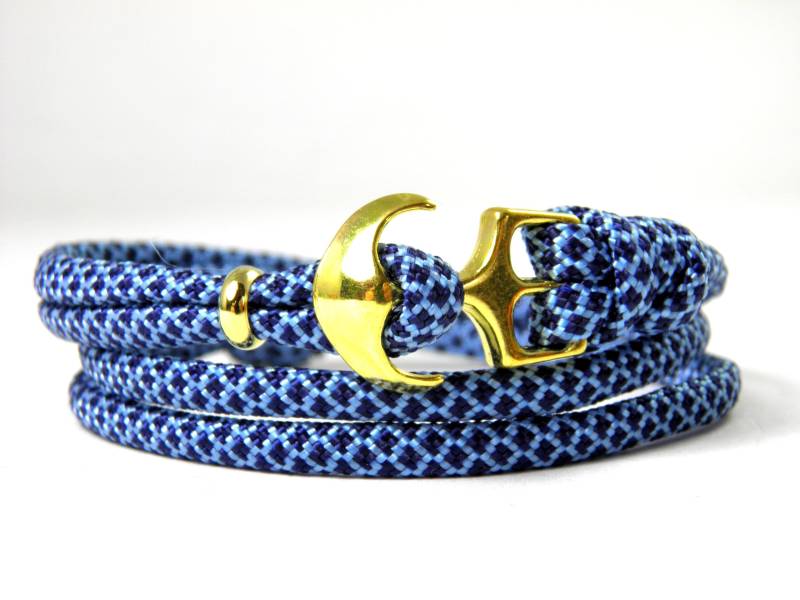Maritimes Surfer Anker Armband-Aus Us Paracord Typ Iii-Verstellbar-Unisex-Wickelarmband-Baby Blue & Midnight Diamonds von HanseCharms