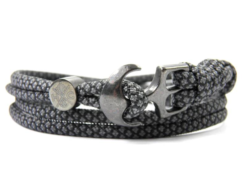 Maritimes Surfer Anker Armband-Aus Us Paracord Typ Iii-Verstellbar-Unisex-Wickelarmband-Charcoal Grey Diamonds von HanseCharms