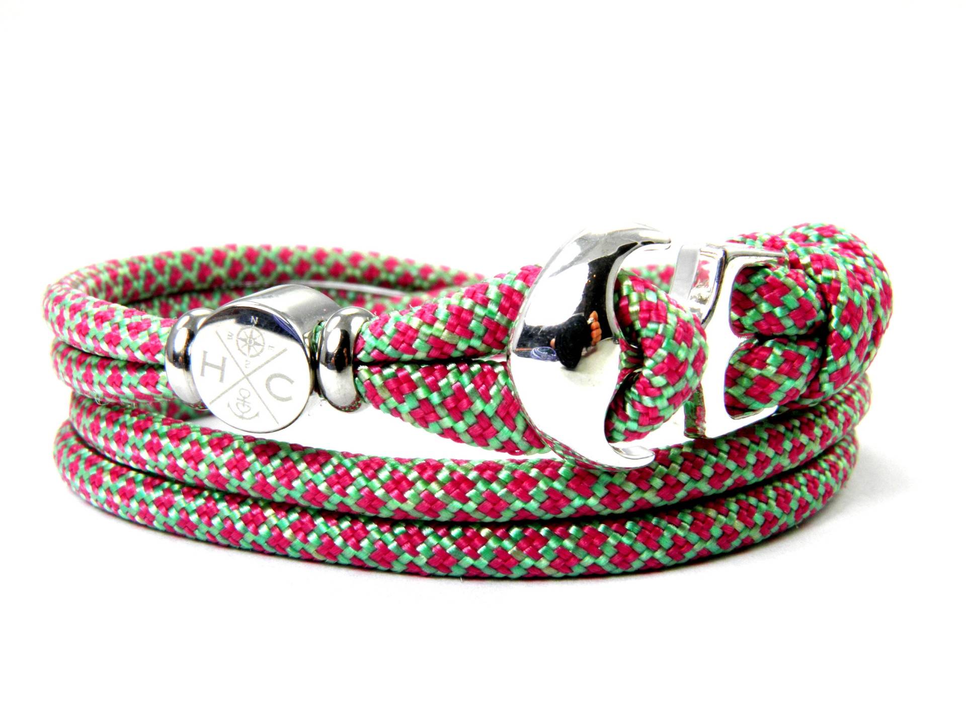 Maritimes Surfer Anker Armband-Aus Us Paracord Typ Iii-Verstellbar-Unisex-Wickelarmband-Mint & Fuchsia Diamonds Maritimes Surfer Anker Armband-Aus Us Paracord Typ Iii-Verstellbar-Unisex-Wickelarmband-Mint & Fuchsia Diamonds von HanseCharms