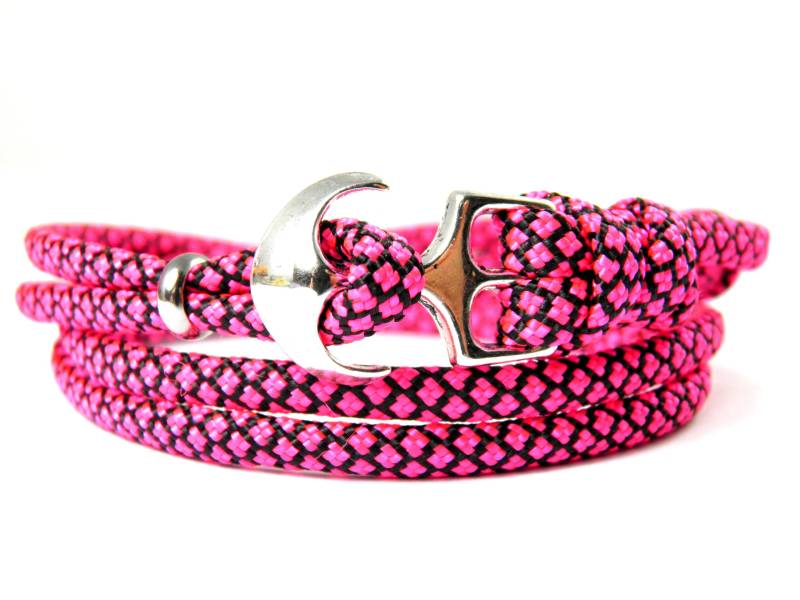 Maritimes Surfer Anker Armband-Aus Us Paracord Typ Iii-Verstellbar-Unisex-Wickelarmband-Neon Pink Diamonds von HanseCharms