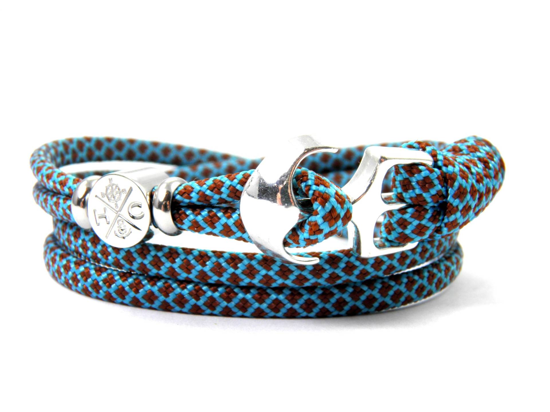 Maritimes Surfer Anker Armband-Aus Us Paracord Typ Iii-Verstellbar-Unisex-Wickelarmband-Neon Turquoise & Chocolate Brown Diamonds Maritimes Surfer Anker Armband-Aus Us Paracord Typ Iii-Verstellbar-Unisex-Wickelarmband-Neon Turquoise & Chocolate Brown Diamonds von HanseCharms