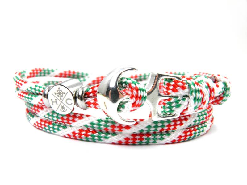 Maritimes Surfer Anker Armband-Aus Us Paracord Typ Iii-Verstellbar-Unisex-Wickelarmband-Red-White-Kelly Green von HanseCharms