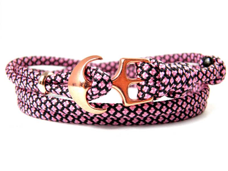 Maritimes Surfer Anker Armband-Aus Us Paracord Typ Iii-Verstellbar-Unisex-Wickelarmband-Rose Black Diamonds von HanseCharms