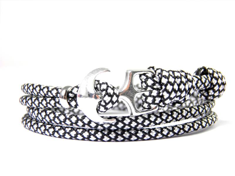 Maritimes Surfer Anker Armband-Aus Us Paracord Typ Iii-Verstellbar-Unisex-Wickelarmband-Silver Diamonds von HanseCharms
