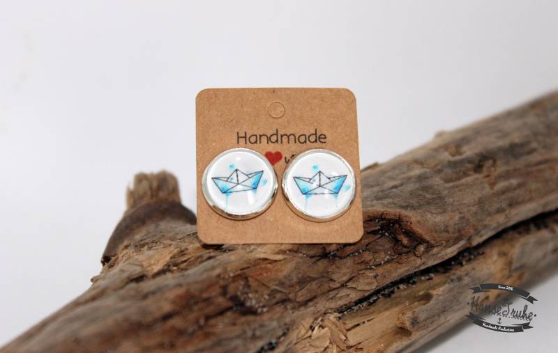 Ohrstecker Papierschiffchen 1, 2 cm Und 1 -Artikelnummer Op3 von HanseTruhe