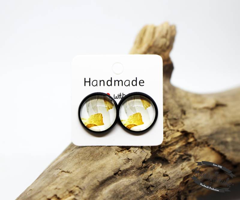 Ohrstecker Schwarz/Gold Textur 2 - Abstrakte Kunst -Artikelnummer Ok23 von HanseTruhe