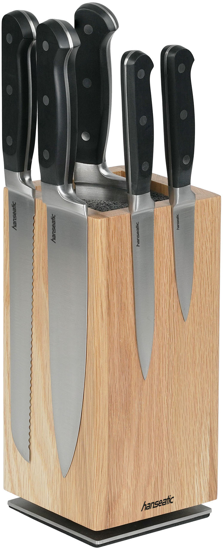Hanseatic Magnet-Messerblock "hanseatic PREMIUM, aus Holz, Messerblock Set, 6-tlg." 6 Stk. elegantes Design, herausnehmbarer Borsteneinsatz, 360-Grad-drehbar von Hanseatic