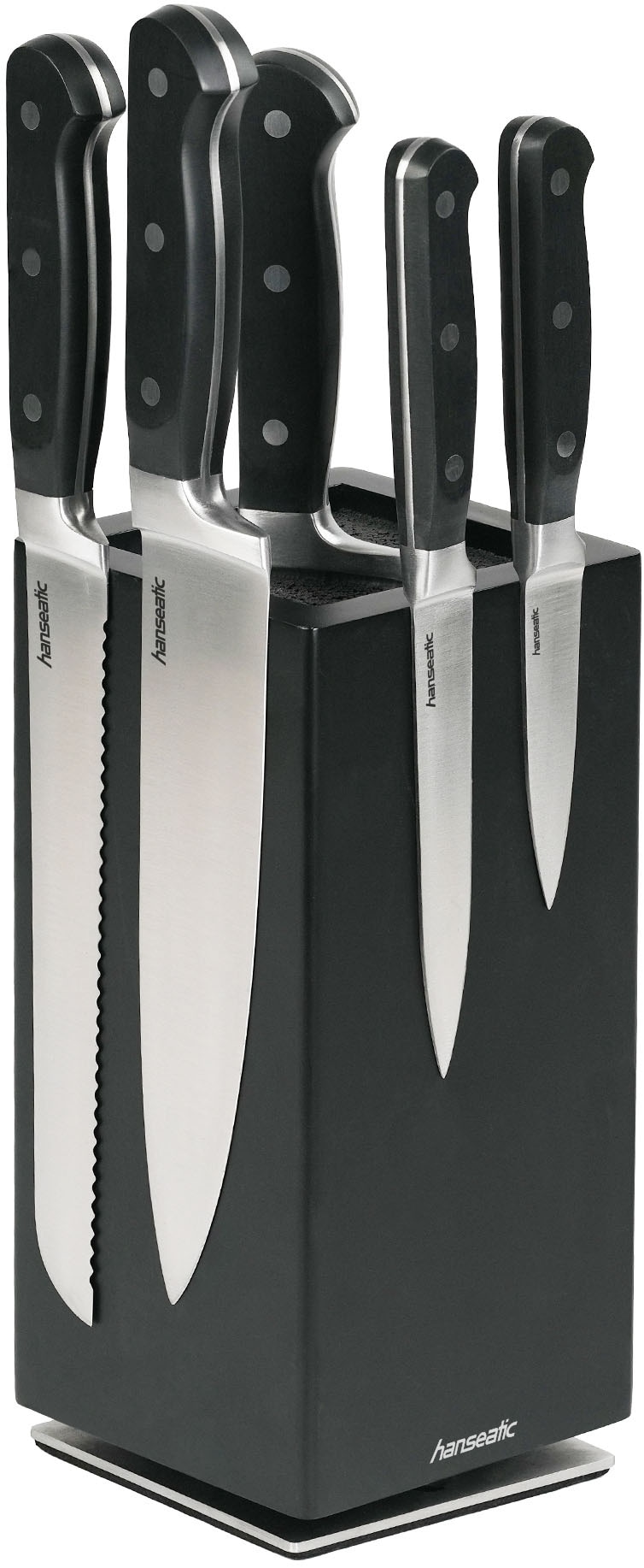 Hanseatic Magnet-Messerblock "hanseatic PREMIUM, aus Holz, Messerblock Set, 6-tlg." 6 Stk. elegantes Design, herausnehmbarer Borsteneinsatz, 360-Grad-drehbar von Hanseatic