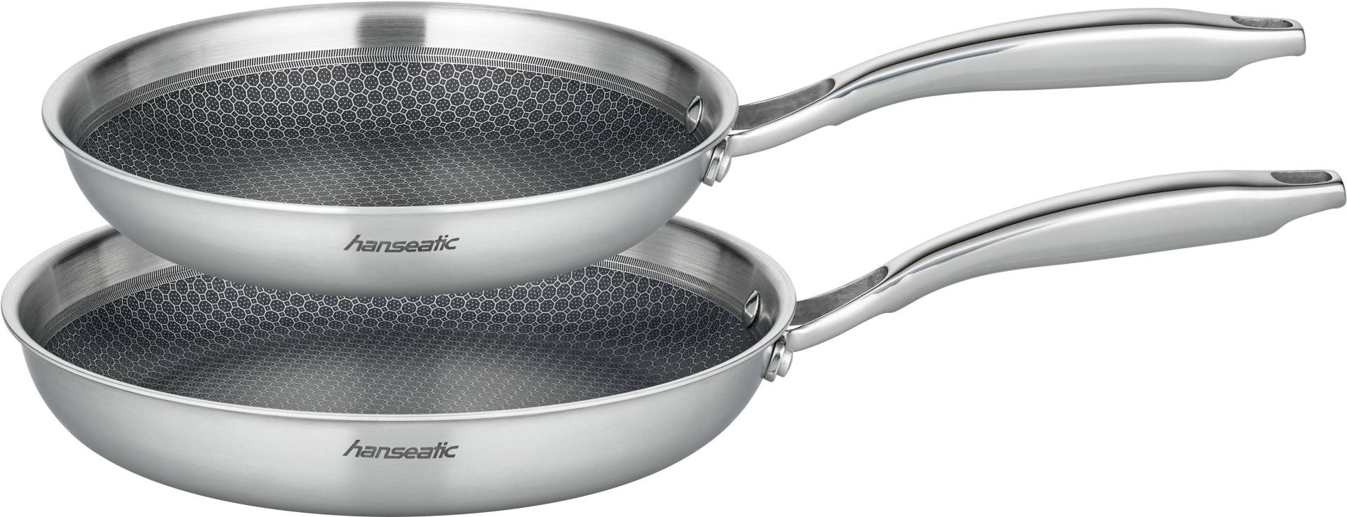 Hanseatic Pfannen-Set "hanseatic" Edelstahl Set, 1x Pfanne Ø 24 cm - 1,6 l, 1x Pfanne Ø 28 cm - 2,4 l, 2 Stk. tlg. Dreischicht-Material, Edelstahl-Wabenstruktur, Induktion von Hanseatic