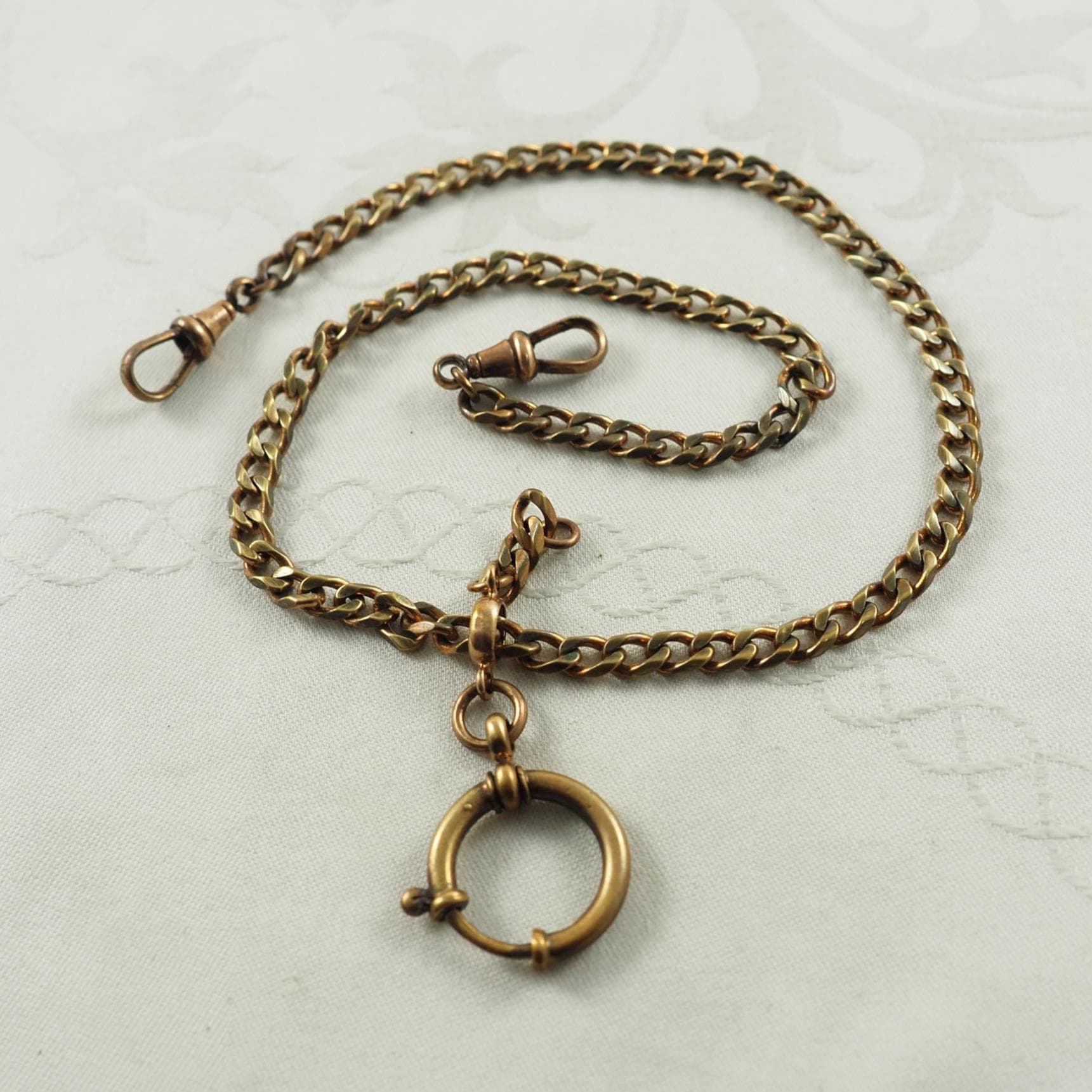 Antike Gold Filled Uhrkette Halskette Edwardian Panzerkette, Hund Clipverschlüsse, Deutschland 1900-10 von HanseaticJewels