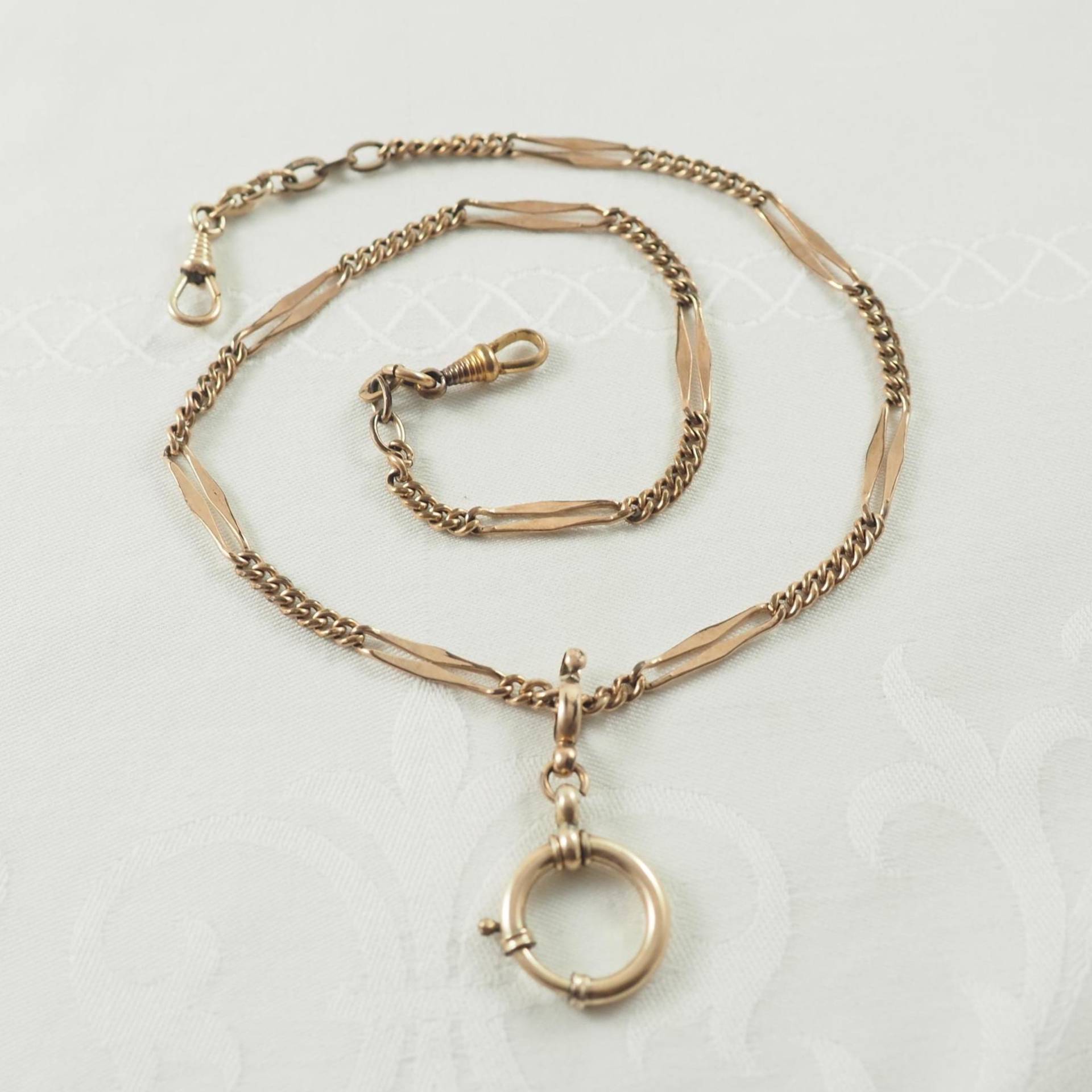 Antike Herrenuhr Kette in Halskette Länge, Gold Filled, Goldora, Deutschland 1900-1910 von HanseaticJewels