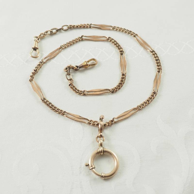 Antike Herrenuhr Kette in Halskette Länge, Gold Filled, Goldora, Deutschland 1900-1910 von HanseaticJewels