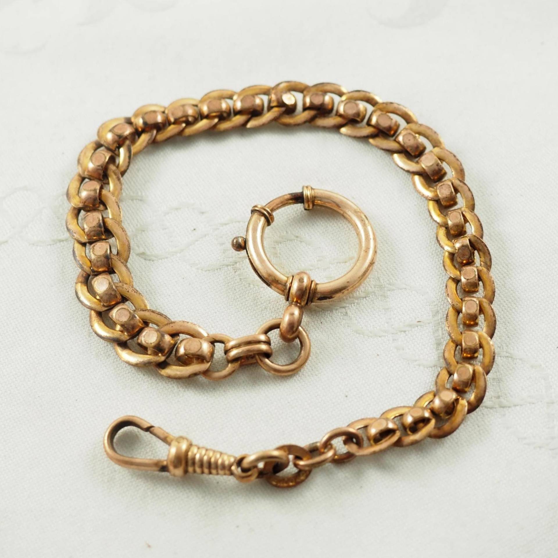 Antike Rose Gold Filled Uhrenkette Edwardian Leontine Albert, Kollmar & Jourdan, 1900 von HanseaticJewels