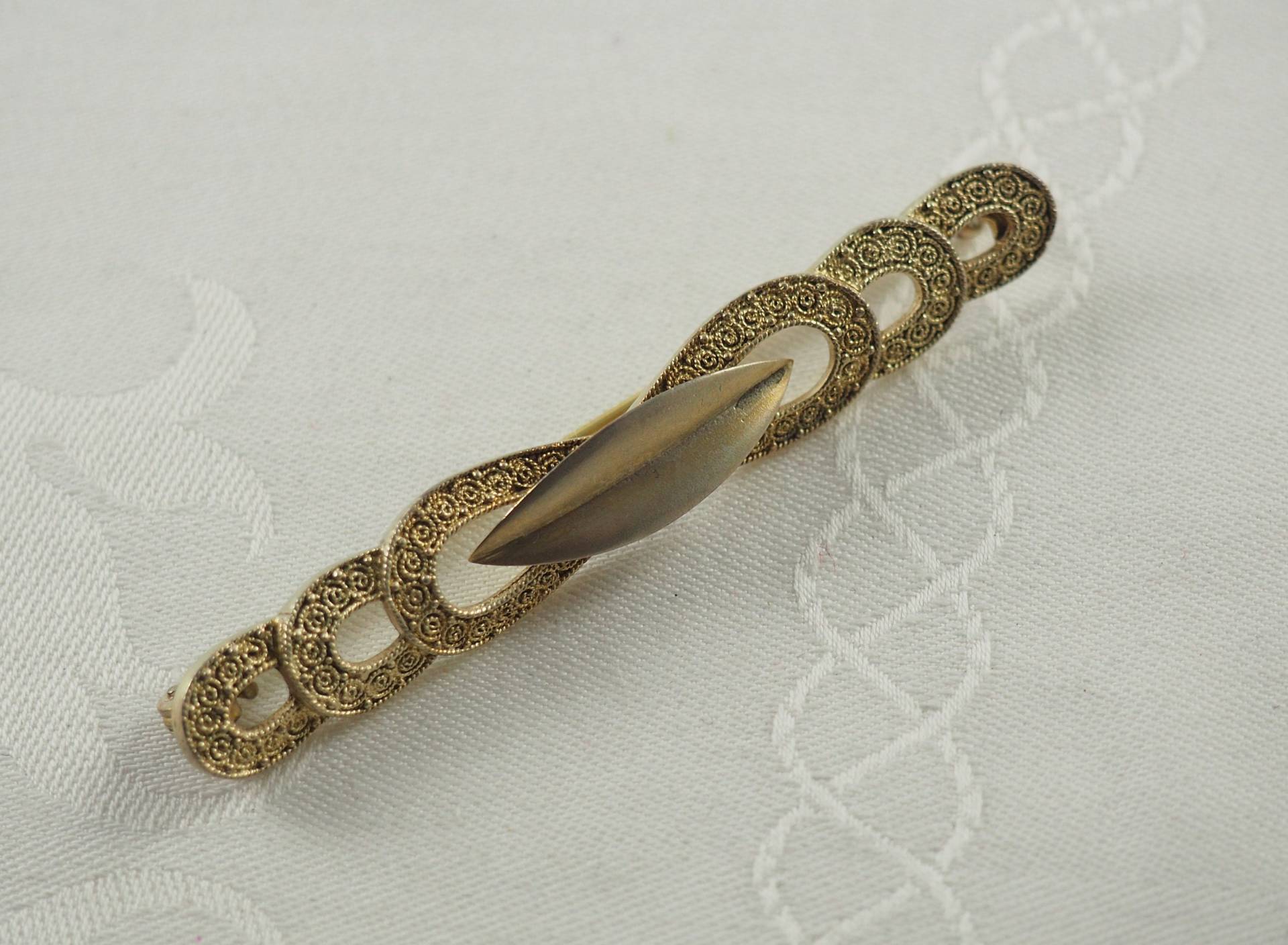 Theodor Fahrner Art Deco Brosche Vermeil Sterling Silber Leiste, Deutschland 1930Er Jahre von HanseaticJewels