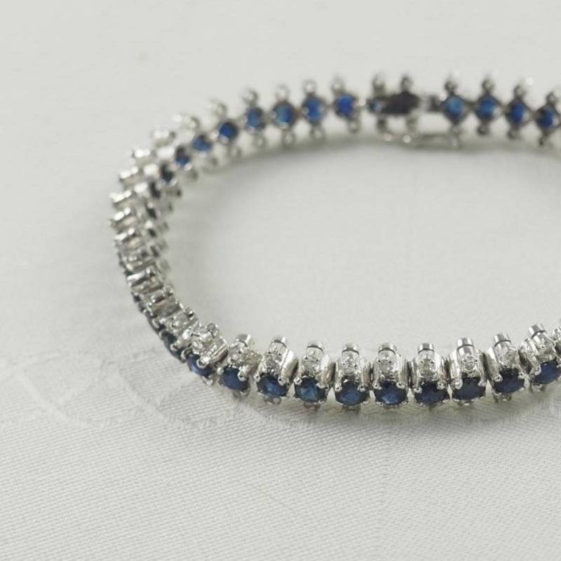 Vintage Sterling & Paste Tennis Style Armband, Medium Fit, Deutschland 1980Er Jahre von HanseaticJewels