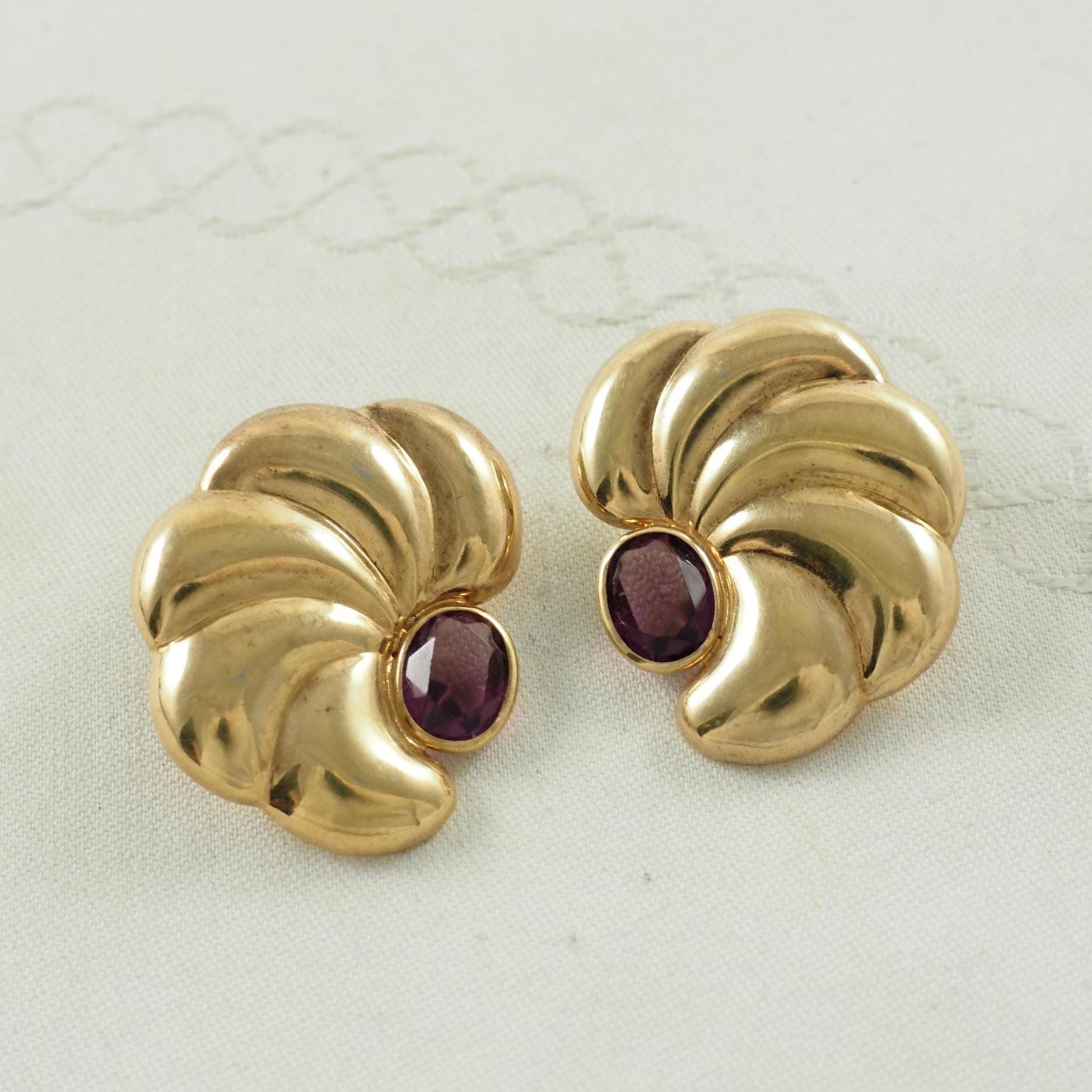 Vintage Vermeil Ohrstecker Mit Amethyst, Deutschland 1980Er/90Er Jahre von HanseaticJewels