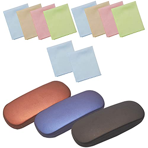 3 Stück Brillenetui Hardcase, Kratzfeste Brillenbox für Brillenaufbewahrung Hard Shell Brillenetui Brillen Sonnenbrillen Schutzbox mit 10 Reinigungstüchern für Frauen und Männer von LZYMSZ