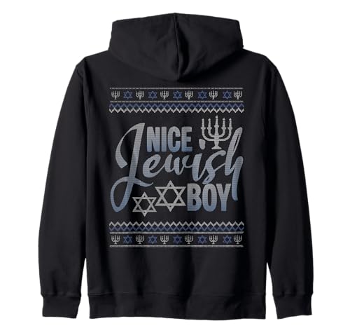Nice Jewish Boy Menora Ugly Christmas Happy Chanukka Kapuzenjacke von Hanukkah Ugly Christmas December Gift For Jews