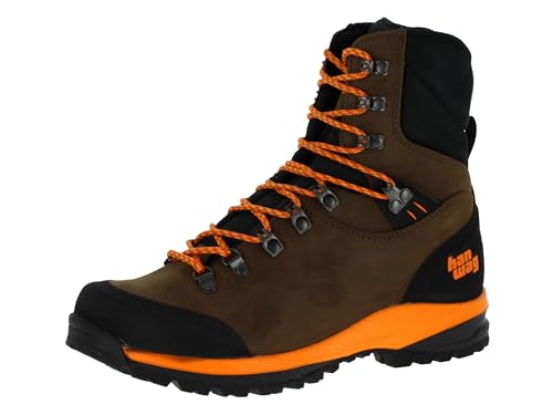 Hanwag Jagdstiefel Kalixfors Mid SF Extra wasserdichte und stabile Herren Jagdschuhe mit Nubukleder Obermaterial und griffiger Laufsohle Braun/Orange EU 46 von Hanwag