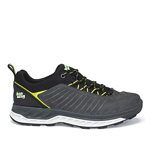 Hanwag M Blueridge Low Ll Grau - Innovativer Leichter Herren Leder Wanderschuh, Größe EU 42.5 - Farbe Asphalt - Yellow von Hanwag