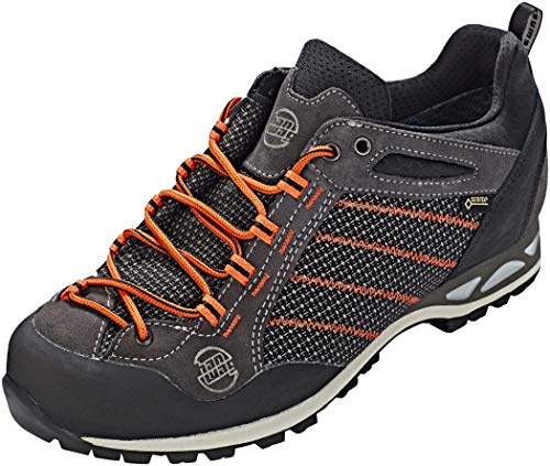 Hanwag Makra Low GTX Men Größe UK 11,5 Asphalt/orange von Hanwag