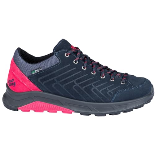 Hanwag W Coastrock Low Lady Blau-Pink - Hochwertiger wetterfester Damen Volllederschuh, Größe EU 39.5 - Farbe Navy - Pin von Hanwag