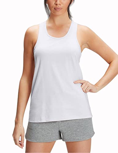 Damen Racerback Weste Trainieren Tanktops Fitness Unterhemd Sportlich Ärmellos Fitnessstudio Yoga-Oberteile Weiß L von Hanyomo