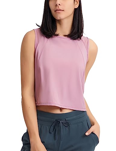 Frauen Yoga Trainieren Tanktops Fitness Bodybuilding Kurze Weste Sportlich Ärmellose Hemden Rosa L von Hanyomo