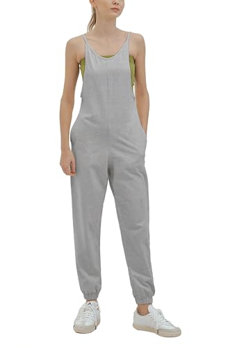 Hanyomo Damen Ärmellos Jumpsuits Spaghettiträger Harems Baggy Onesies Trendy Lange Hosen Overalls Spielanzüge Mit Taschen Grau M von Hanyomo