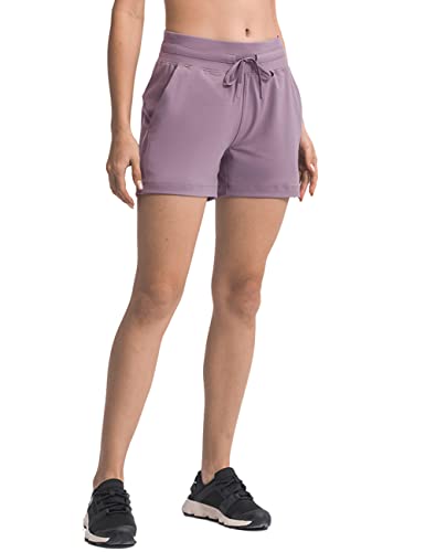 Hanyomo Frauen Yoga Lounge Shorts Aktiv Laufend Training Fitness Shorts mit Taschen Athletik Kurze Hose Violett S von Hanyomo