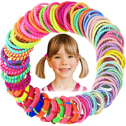 Hanyousheng 100 Stück Haargummis Mädchen Set, Bunt Elastisch Haargummis, Kinder Baby Haarschmuck, Haarseil Pferdeschwanz Haarband Set für Kinder, Babys, Mädchen von Hanyousheng