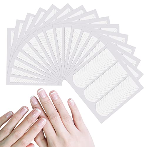 Hanyousheng 1350 Stück French Maniküre Aufkleber, 25 Blatt French Nails Schablone, Selbstklebende French Tip Guides Nagelaufkleber, French Nail Sticker für Maniküre Dekoration DIY Werkzeuge von Hanyousheng