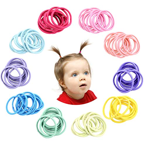 Hanyousheng 200 Stück Haargummis,Bunt Elastisch Haargummis,2mm Multicolor Haarbänder Nichtmetall, Pferdeschwanz Inhaber Haarzubehör für Kleine Mädchen Kinder von Hanyousheng