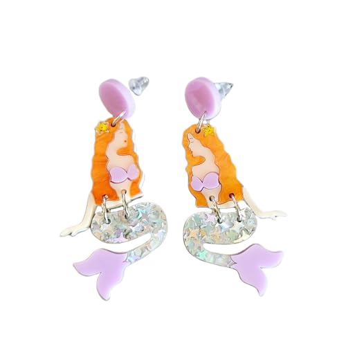 1 Paar Bikini Meerjungfrau Ohrstecker Ohrringe für Frauen Doppelschichtiges Spleißen Bunte Anhänger Ohrringe von Hao Wu Xuan