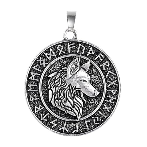 1 stück nordischer Wikinger Pirat Odin sitzend keltische Wolf Kopf Anhänger Halskette Retro Rune doppelseitige Anhänger Herstellung Schmuck Herstellung von Hao Wu Xuan