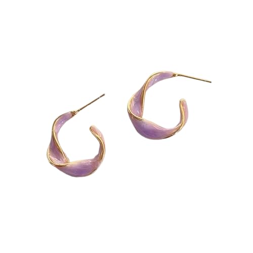 2023 Lavendel Lila Ohrringe für Frau Golden Twisted Art Line Lila Ohrstecker Geschenk Schmuck von Hao Wu Xuan
