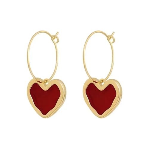 2024 Koreanische Liebe Herz Ohrringe für Frauen Rotes Herz Vintage Emaille Tropfen Ohrring Schmuck Geschenke 2024 Koreanische Liebe Herz Ohrringe für Frauen Rotes Herz Vintage Emaille Tropfen Ohrring Schmuck Geschenke von Hao Wu Xuan
