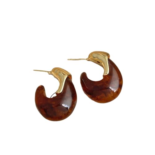 2025 Trendige Wasser Braun Harz Ohrstecker Vintage Dome Ohrring für Frauen Mädchen Tear Ear Tägliche Kleidung von Hao Wu Xuan