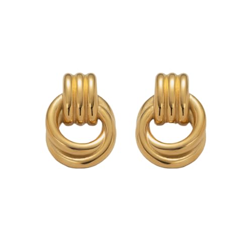 2025 Vergoldet Kreis Faden Chunky Ohrringe Hypoallergen Edelstahl Französisch Büro Zierliche Schmuck Frauen von Hao Wu Xuan