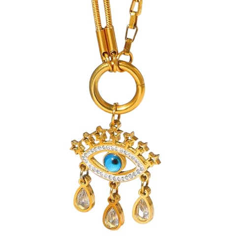 316L Edelstahl Design Teufelsauge Zirkon Anhänger Halskette Mädchen Trend Mode Dämon Auge Hals Kette Schmuck Geschenk von Hao Wu Xuan