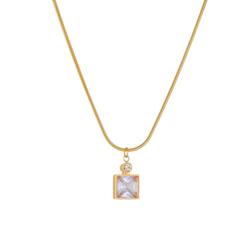 316L Edelstahl Quadrat Weiß Grün Zirkon Anhänger Halskette Für Frauen Mode Halskette Schmuck Party Geschenk Colar von Hao Wu Xuan