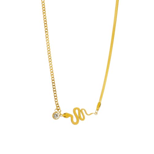 316L Edelstahl Zirkon Schlange Anhänger Halskette Für Frauen Mode Dame Schlüsselbein Kette Hip Hop Punk Schmuck Geschenke von Hao Wu Xuan