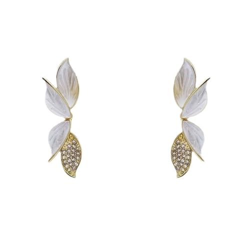 Ästhetische weiße Blume Ohrringe mit glänzender CZ für Frauen Hochzeit Verlobung Party Romantische Ohr Accessoires Weiblicher Schmuck von Hao Wu Xuan