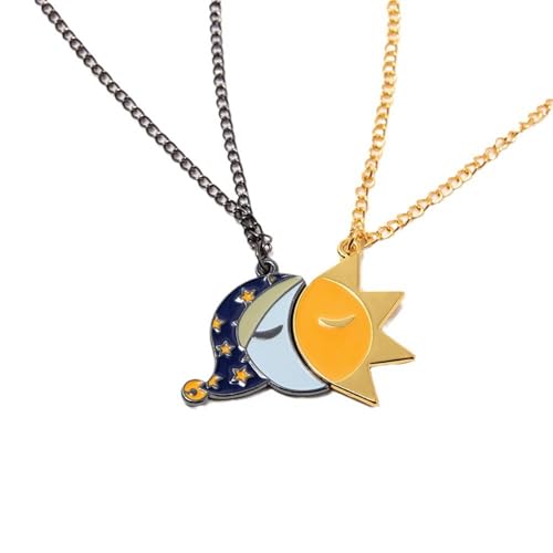 Anime Sonne & Mond Freundschaft Halskette Emaille Fnaf Schmuck 1 Pair Couple Matching Necklace Moon Sun Pendant Romantic Love von Hao Wu Xuan